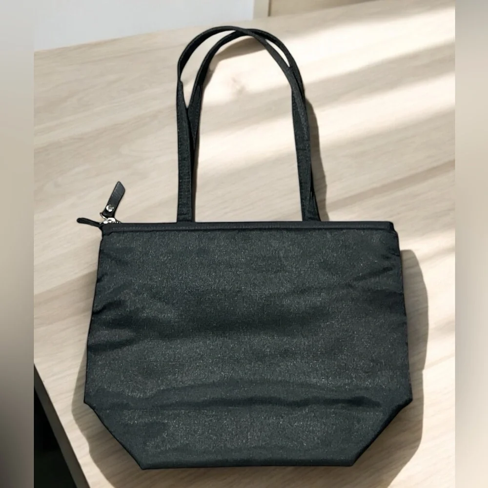 Nicole Miller Black Stylish Canvas Tote Bag